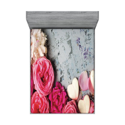 Bild von Spannbettlaken Soft Dekorativer Stoff Bettwäsche Rund-um Elastischer Gummizug in Vintage Rose