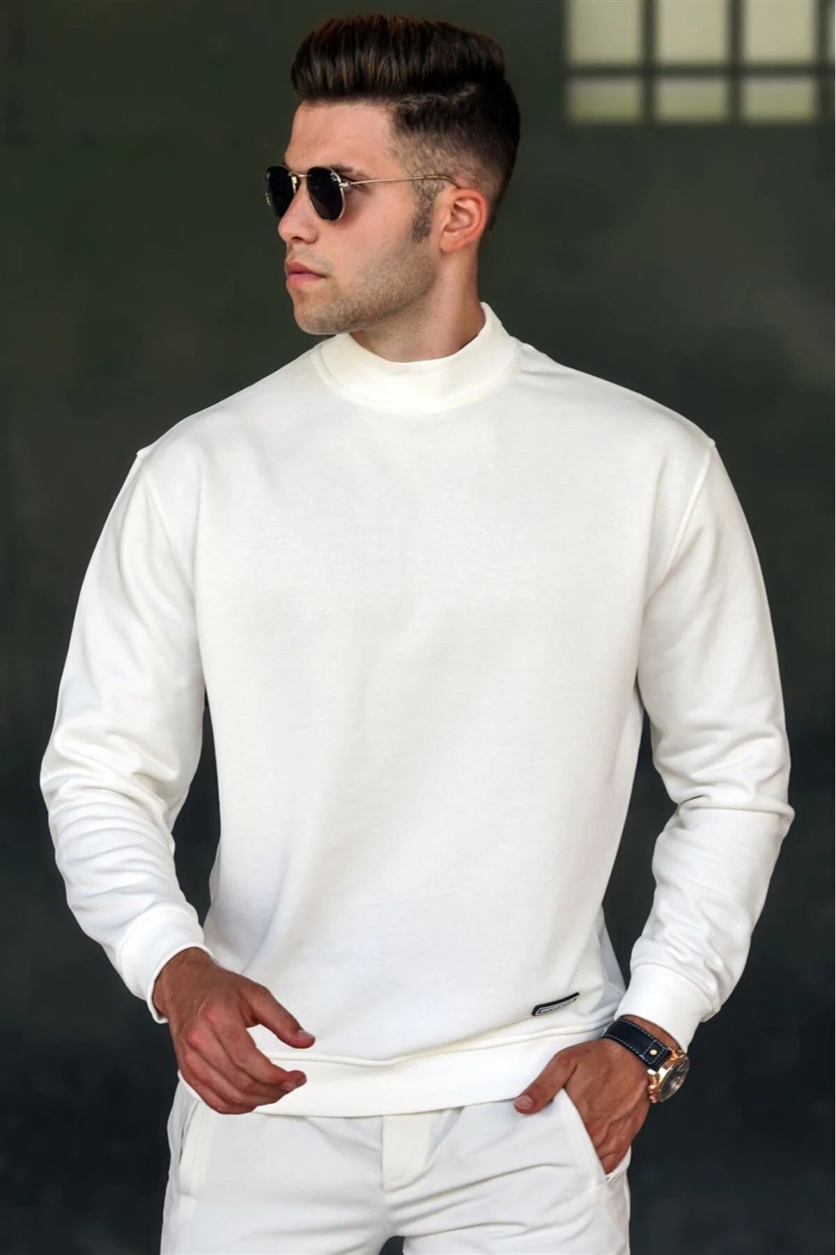 Bild von Madmext Weißes Rollkragen-sweatshirt für Herren - S