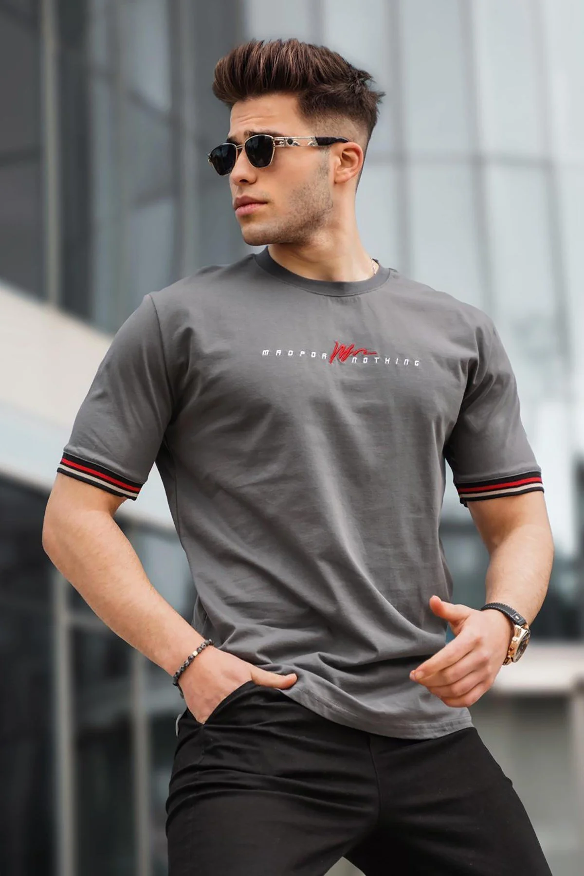 Bild von Madmext Geräuchertes Basic-t-shirt für Herren - XL
