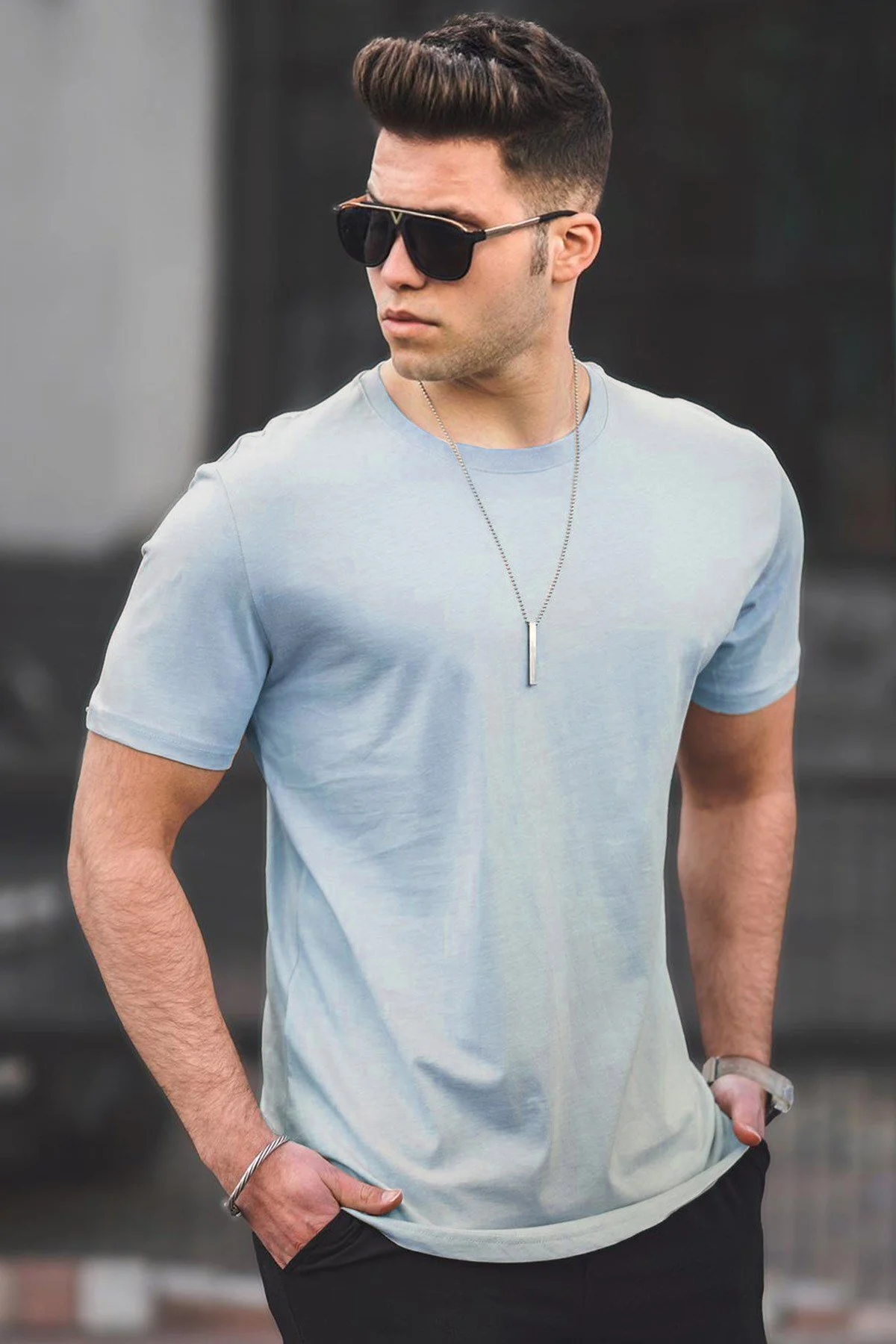 Bild von Madmext Hellblaues T-shirt für Herren - XL