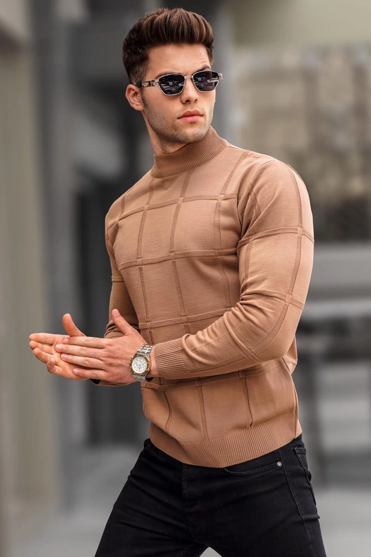 Bild von Madmext Beiger Rollkragenpullover für Herren - XL