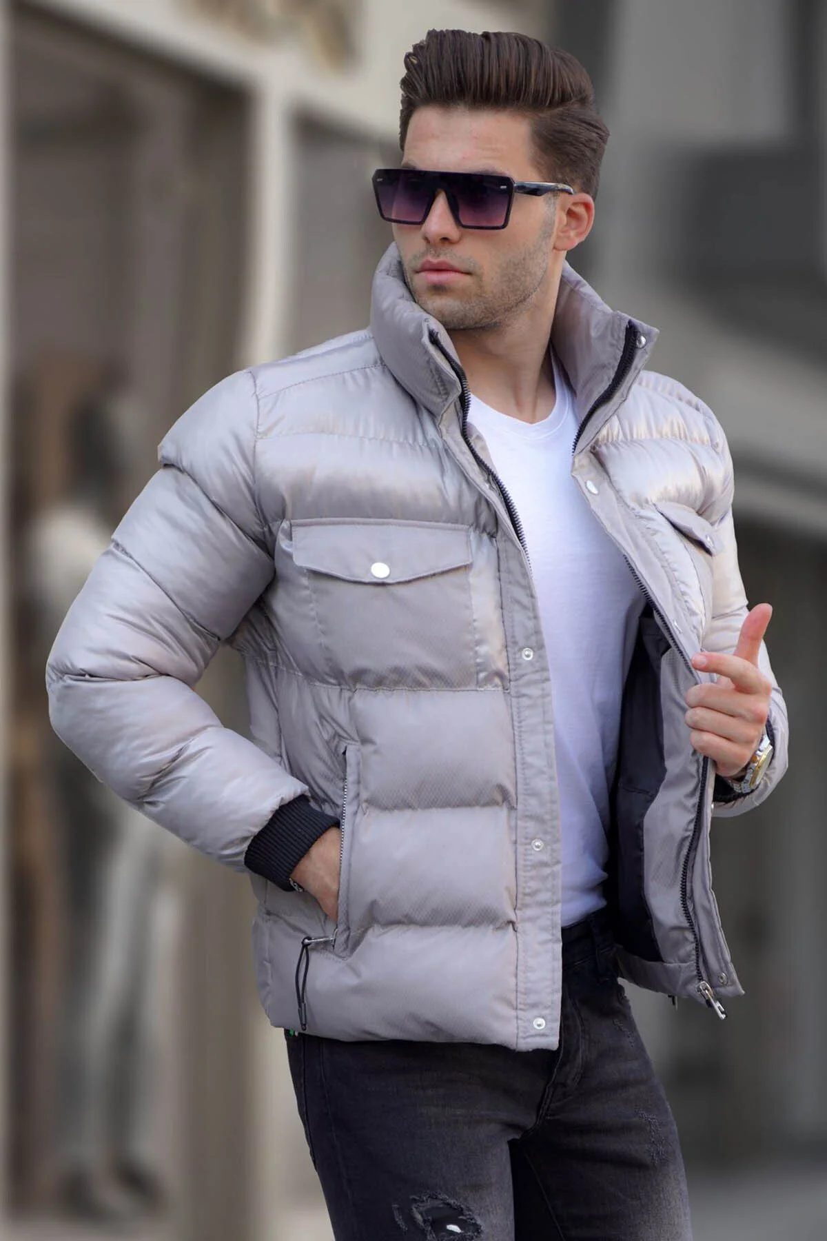 Bild von Madmext Winterjacke Grau Puffer für Herren - S