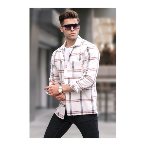 Bild von Madmext Ecru Regular-Fit Holzfällerhemd für Herren - S