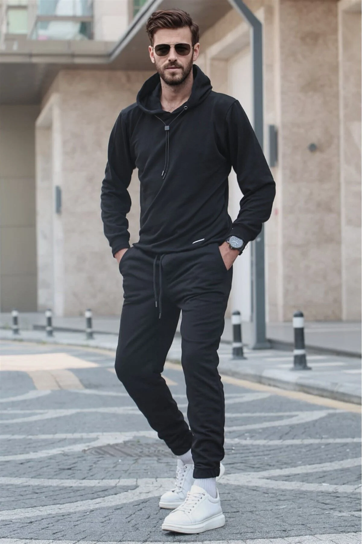 Bild von Madmext Sport-sweatsuit Set Schwarz Relaxed Fit für Herren - M