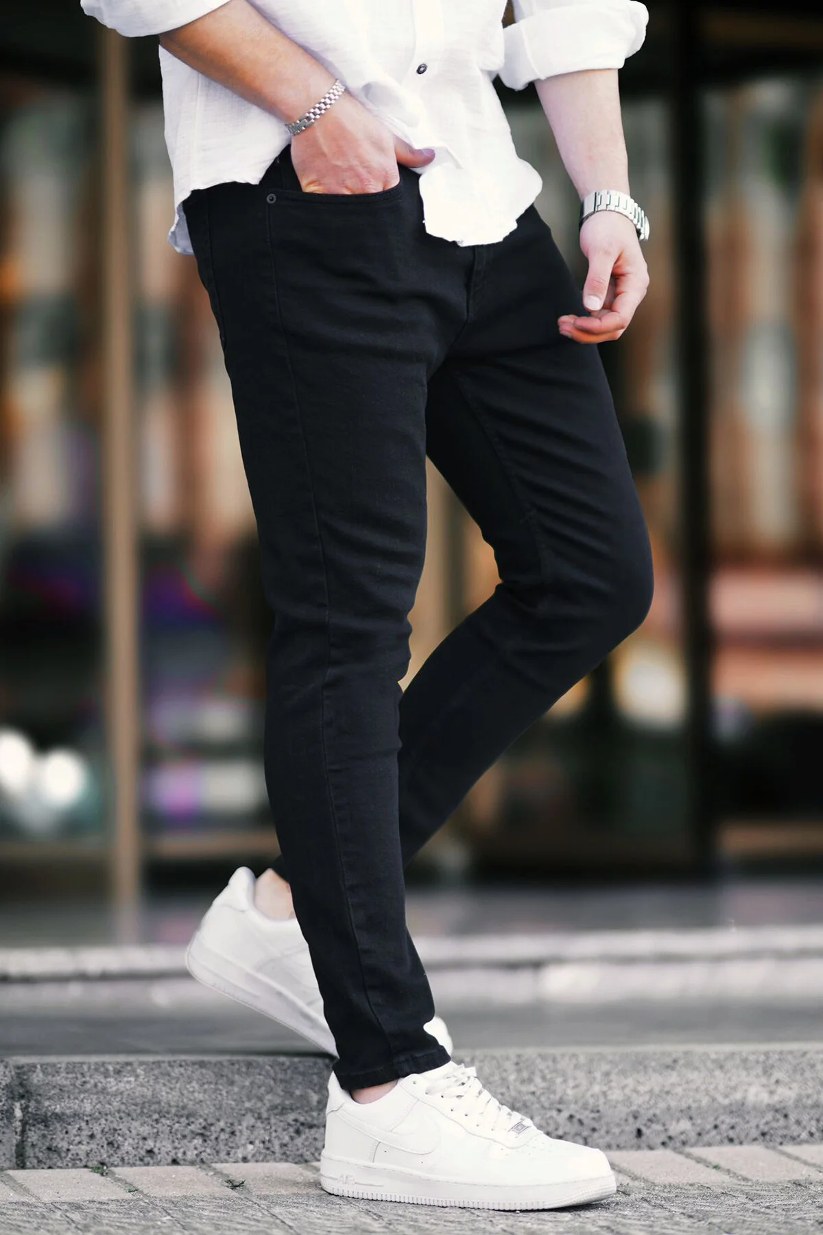 Bild von Madmext Schwarze Lycra Skinny Fit Jeanshose für Herren - 33