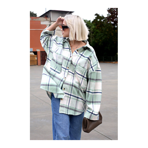 Bild von Madmext Wassergrünes Holzfällerhemd für Damen – L