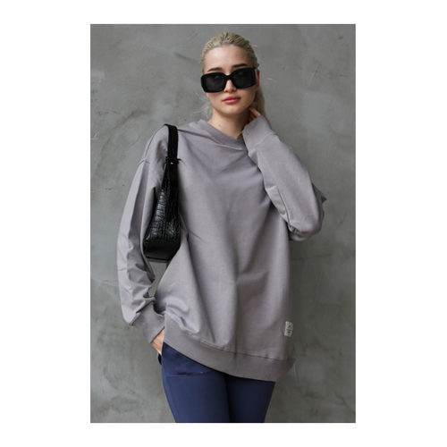 Bild von Madmext Gefärbtes Graues Basic-Oversize-Sweatshirt Mg1686 für Damen - S