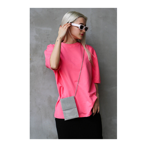 Bild von Madmext Rosafarbenes Basic-Oversize-T-Shirt Mit Rundhalsausschnitt Mg1687 für Damen - L