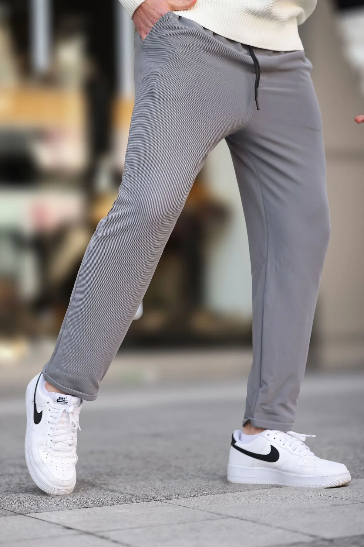 Bild von Madmext Graue Basic-hose Aus Waffelstoff für Herren - L