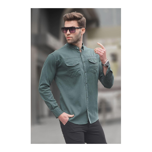 Bild von Madmext Khakifarbenes Gabardine-Hemd mit Bequemer Passform für Herren - 2XL