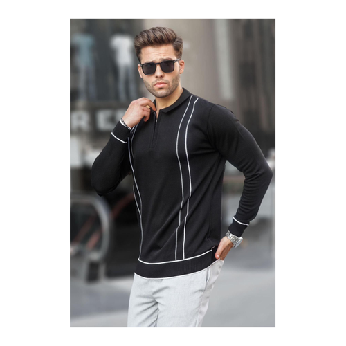 Bild von Madmext Schwarzer Rollkragen-Strickpullover Mit Reißverschluss für Herren - M