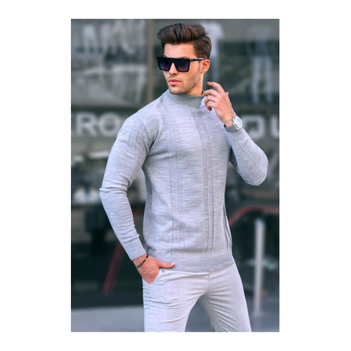 Bild von Madmext Grauer Rollkragenpullover mit Muster für Herren - L