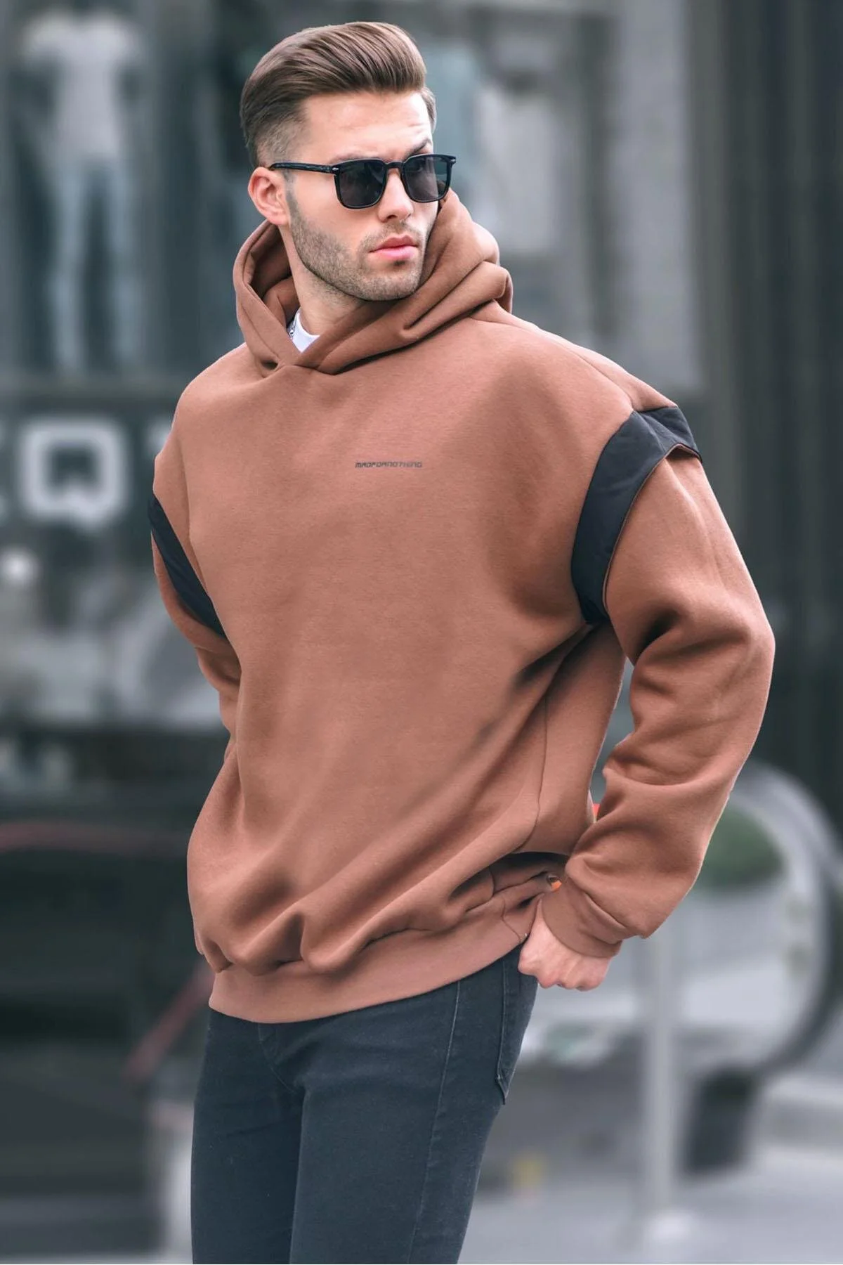 Bild von Madmext Braunes Oversize-kapuzenpullover für Herren - S