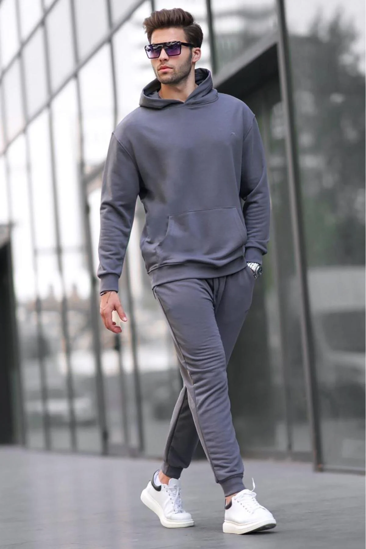 Bild von Madmext Rauchgraues Basic-trainingsanzug-set Mit Kapuze für Herren - 2XL