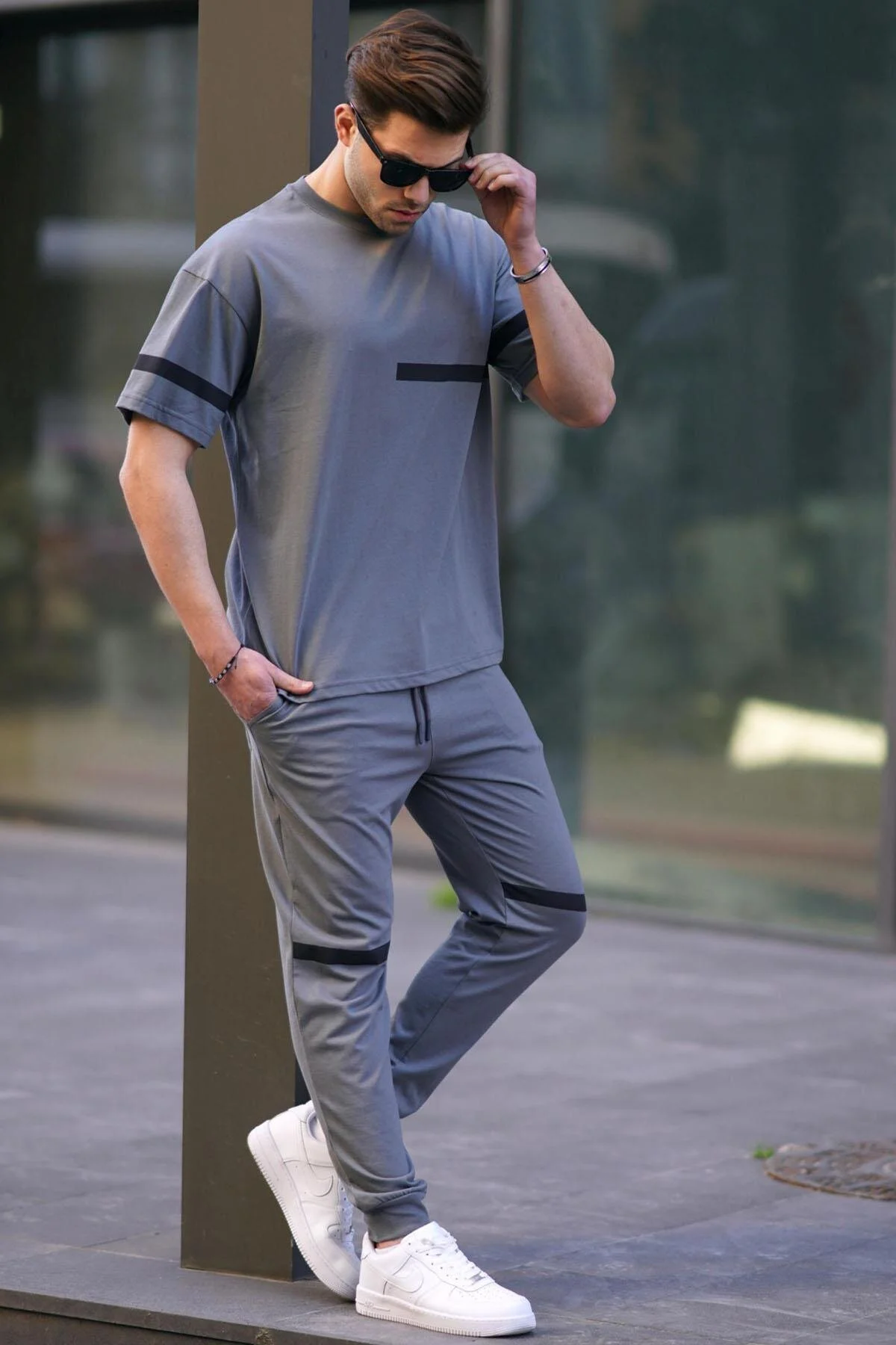 Bild von Madmext Rauchiges Kurzarm-trainingsanzug-set für Herren - XL
