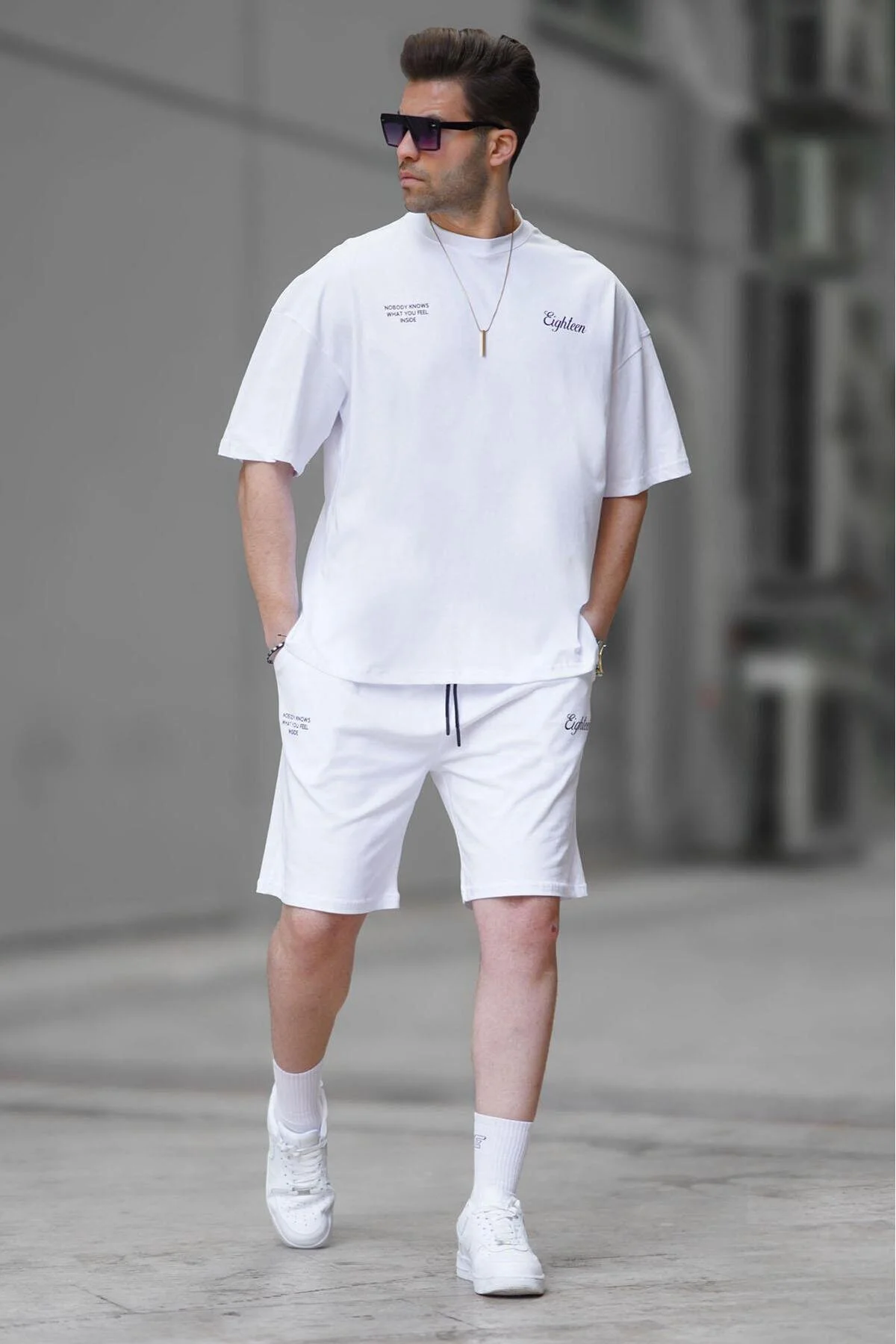 Bild von Madmext Weißes Shorts-set für Herren - 2XL
