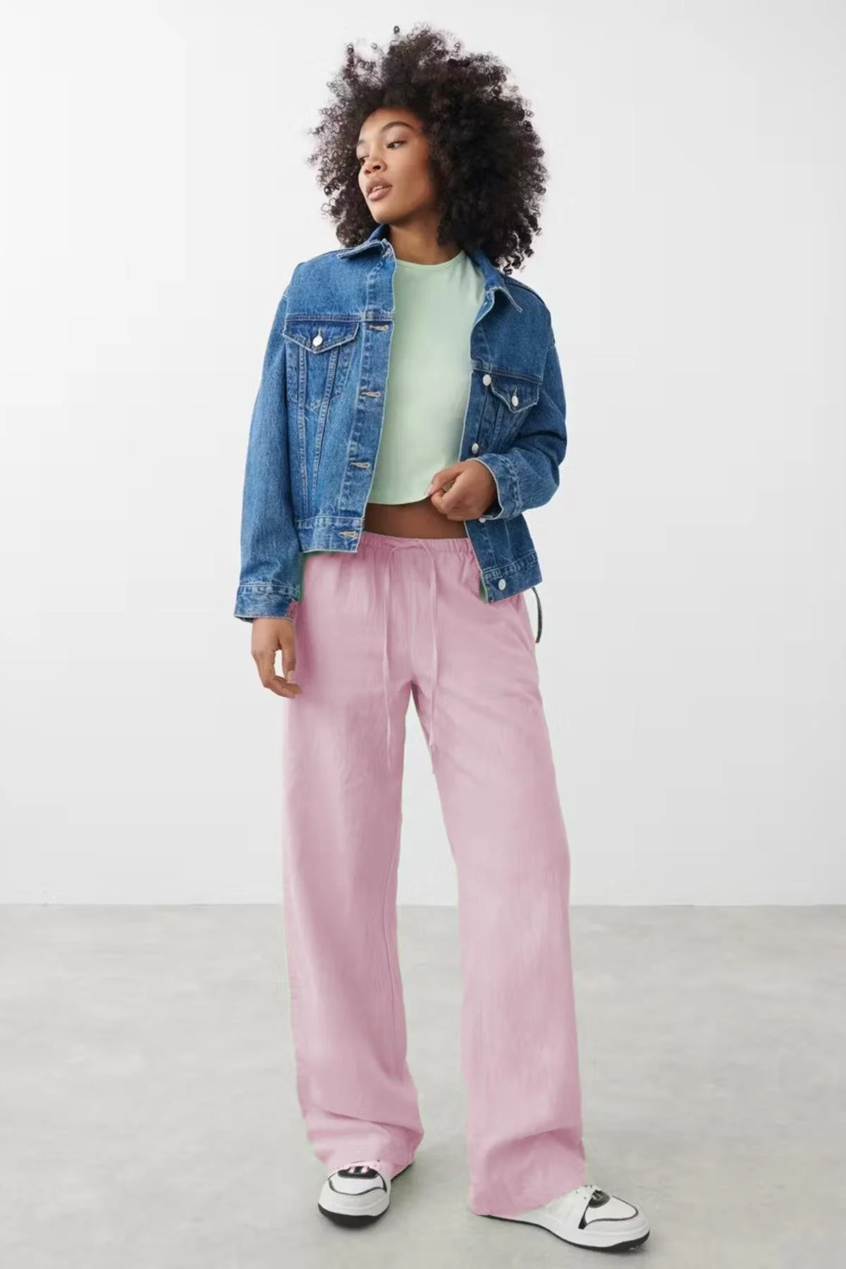 Bild von Madmext Rosa Hose Mit Elastischem Bund Und Lockerem Schnitt für Damen - L