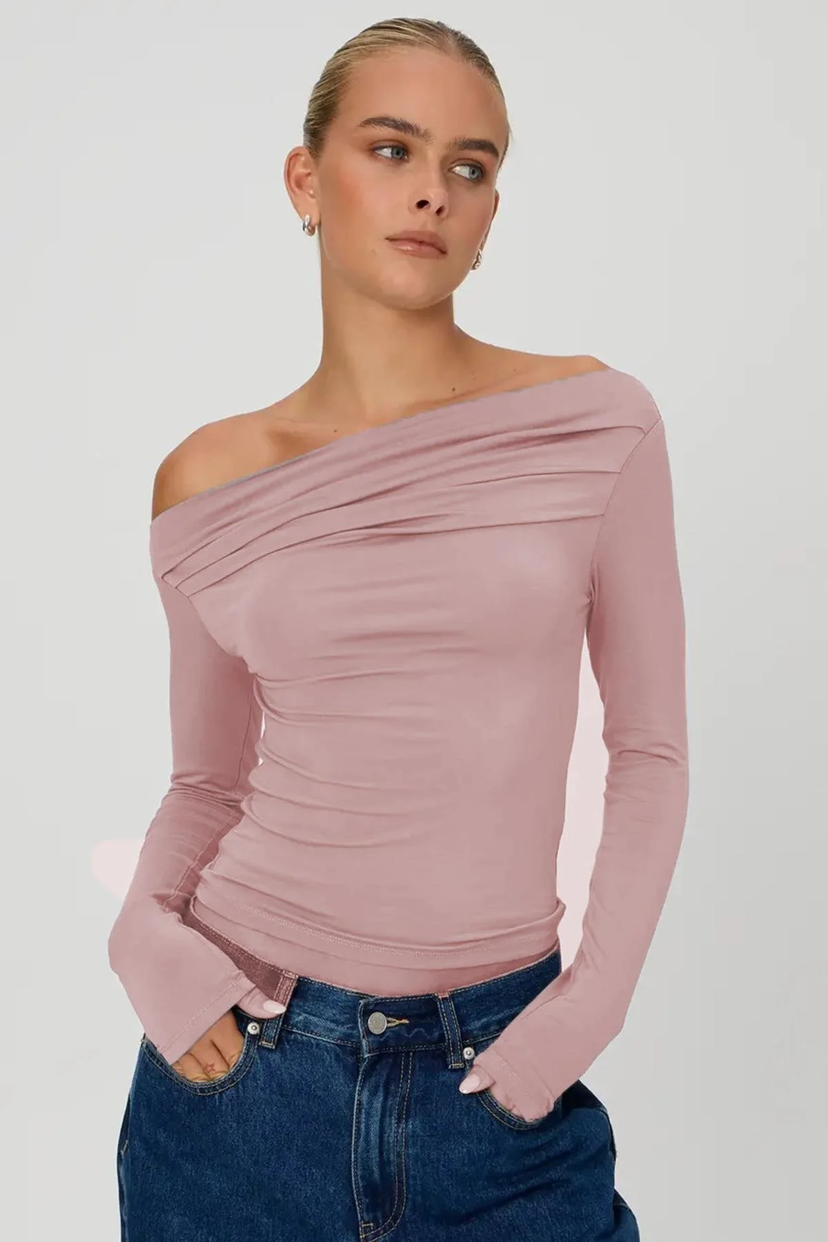 Bild von Madmext Rosa Bluse Mit U-boot-ausschnitt Und Raffung für Damen - L