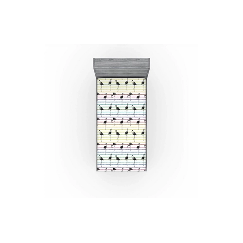 Bild von Abakuhaus Spannbettlaken Soft Dekorativer Stoff Bettwäsche Rund-um Elastischer Gummizug, Flamingo Exotische Vögel Rainbow Linien