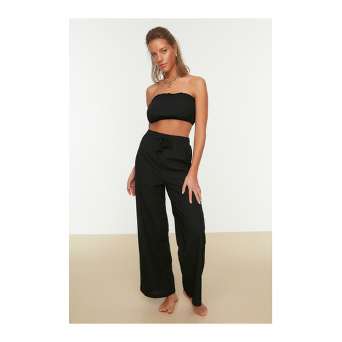 Bild von Trendyol Collection Schwarzes Gewebtes Blusen-Hosen-Set Aus 100 % Baumwolle für Damen - 36