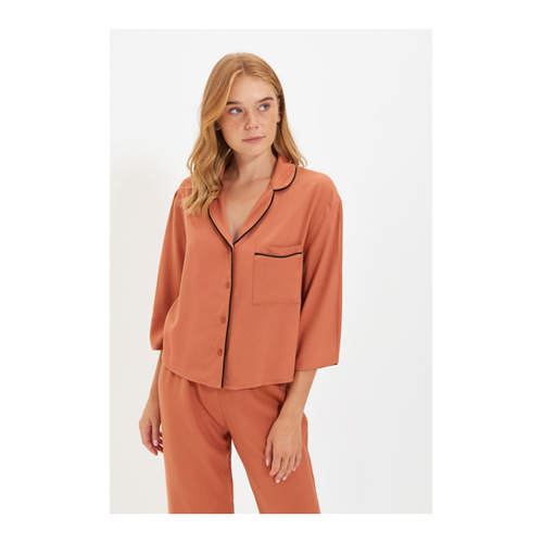 Bild von Trendyol Collection Viskose-Pyjama-Set mit Zimtpaspelierung für Damen - 42