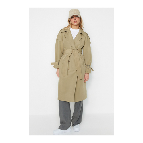Bild von Trendyol Collection Wasserabweisender Langer Übergroßer Trenchcoat – Hellkhaki für Damen