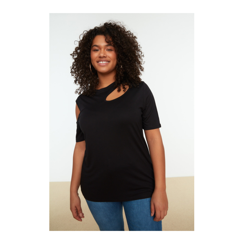Bild von Trendyol Curve Schwarze, Detaillierte Strickbluse Mit Ausschnitten TBSSS22AF0007 für Damen - 4XL