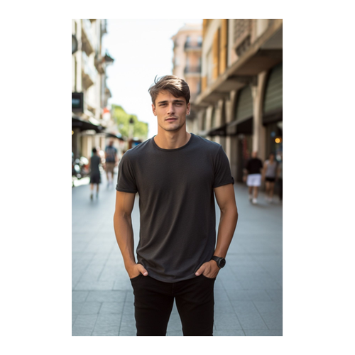 Bild von Trendyol Men's Männlicher Basic Runder Kragen Kurzarm T-Shirt – Anthracite