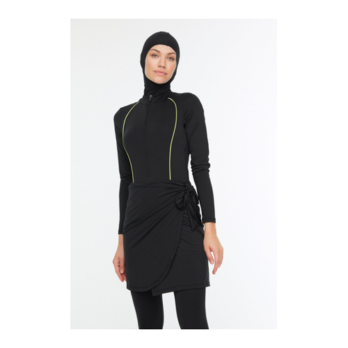Bild von Trendyol Modest Schwarz Gestreiftes Surf-Badeanzug-Set für Damen