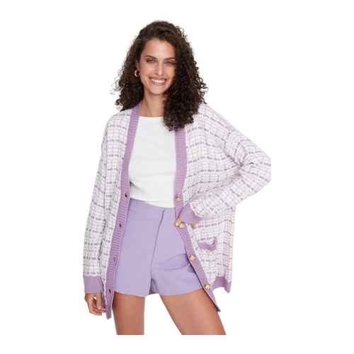 Bild von Trendyol Collection Schwarzer, Glitzernder Strickcardigan in Tweed-Optik