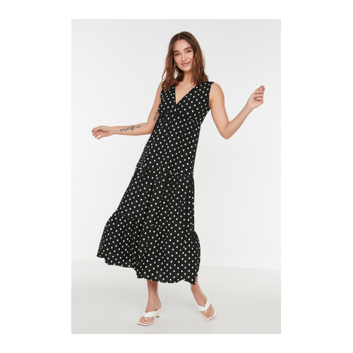 Bild von Trendyol Collection: Schwarzes, Floral Gemustertes Maxi-Strickkleid für Damen