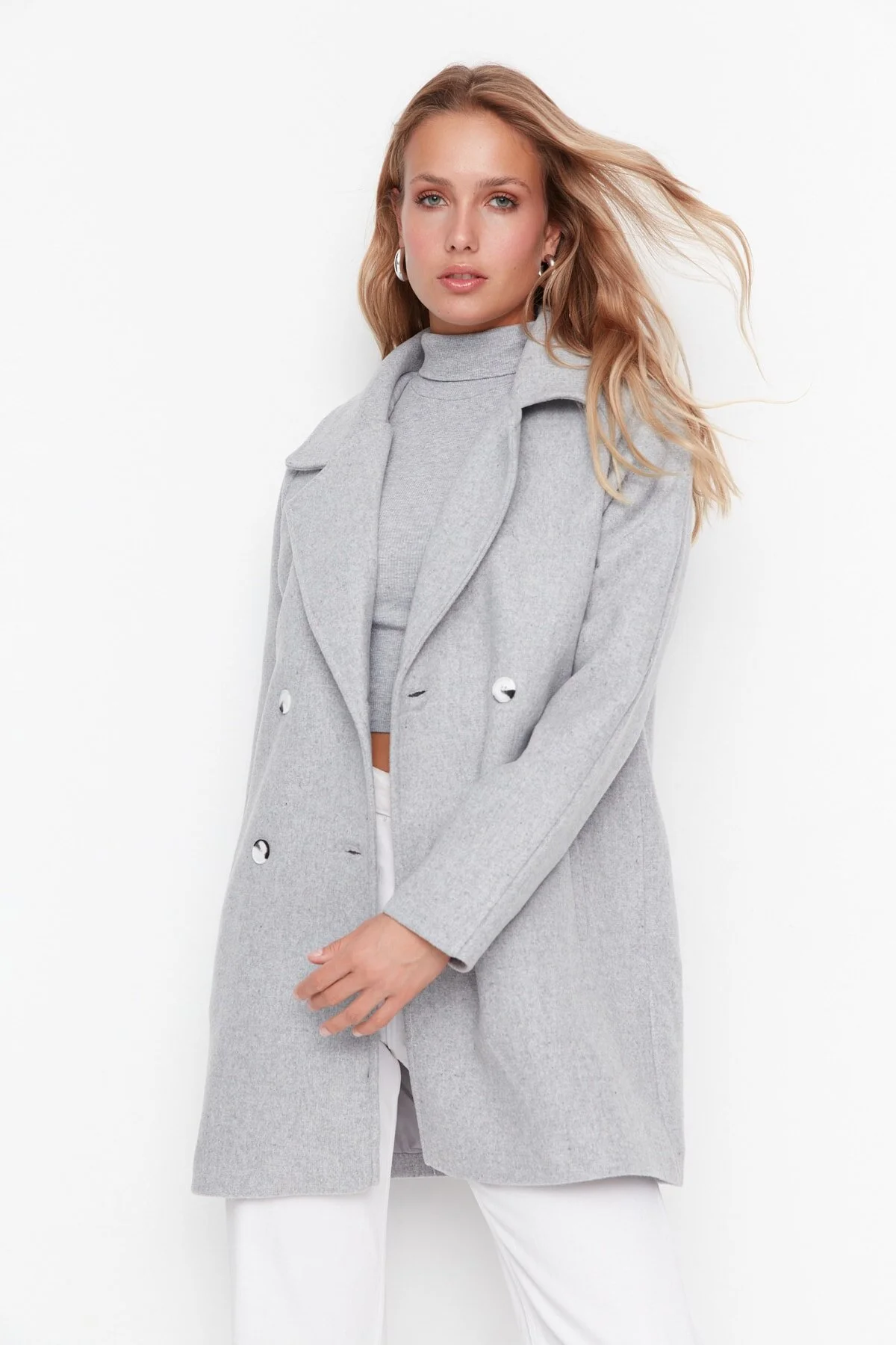 Bild von Trendyol Collection Grauer Wollkaschmirmantel für Damen - 40