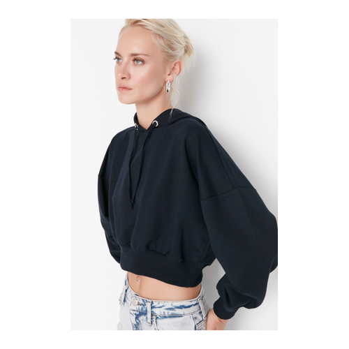 Bild von Trendyol Collection Marineblaues Basic Crop Dünnes Strick-Sweatshirt für Damen - L