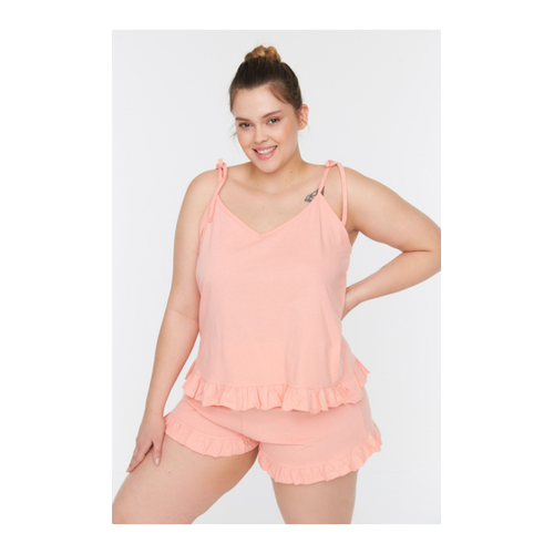 Bild von Trendyol Curve Lachsfarbenes Pyjama-Set: Stilvoll und Bequem für Zuhause