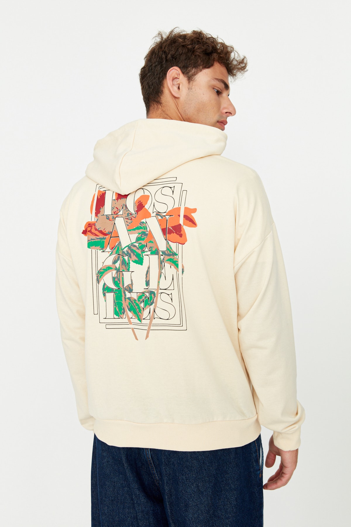 Bild von Trendyol Collection Stone Oversize/wide Cut Kapuzenpullover Mit Blumenmuster Und Ohne Schal für Herren - M