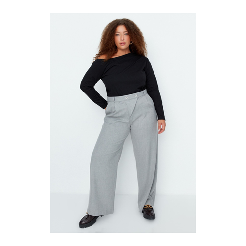 Bild von Trendyol Curve Graue Asymmetrische Hose aus Gemustertem Webstoff für Damen - 52