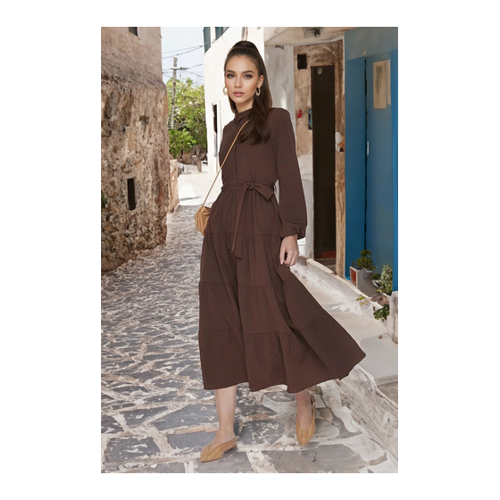 Bild von Trendyol Damen Mini A-line Kleid in Weiß und Dunkelbraun