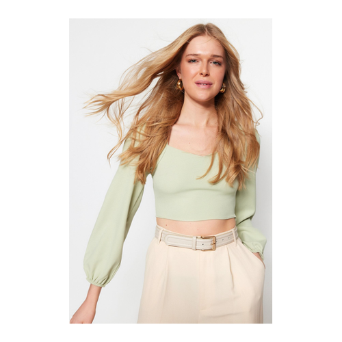 Bild von Trendyol Collection Khakifarbene Crop-Webbluse für Damen - 36