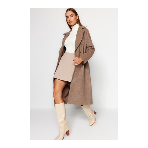 Bild von Trendyol Collection Nerzfarbener, Weit Geschnittener, Langer Mantel Aus Wolle Und Kaschmir für Damen - 42