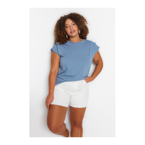 Bild von Trendyol Curve Blaues Strick-T-Shirt - Komfort trifft Stil