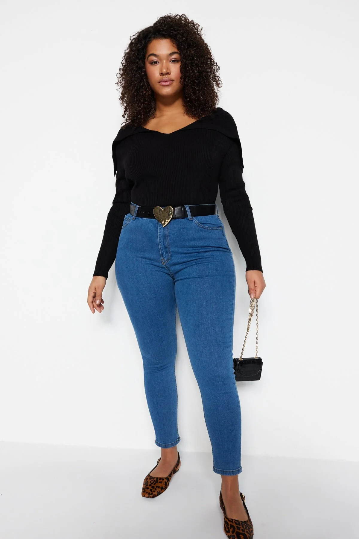 Bild von Trendyol Curve Dunkelblaue Skinny Jeans Mit Hoher Taille für Damen - 42
