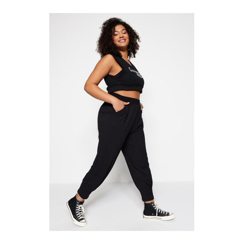 Bild von Trendyol Curve Schwarze Karotten-strickhose Mit Elastischem Bund für Damen - 2XL
