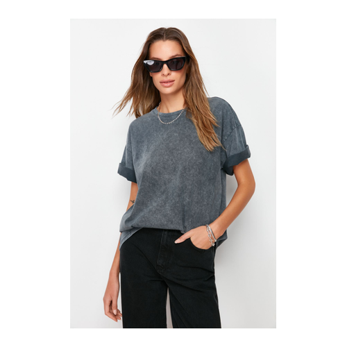 Bild von Stylisches Boyfriend-Strick-T-Shirt in Anthrazit