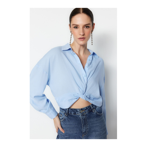Bild von Trendyol Collection Hellblaue Geraffte Webbluse für Damen