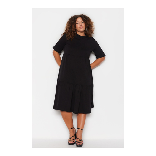 Bild von Trendyol Curve Schwarzes Volantkleid Mit Rundhalsausschnitt – 2XL