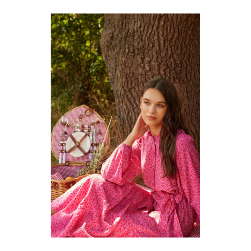 Bild von Trendyol Modest Rosa Gewebtes Kleid mit Gürtelrock