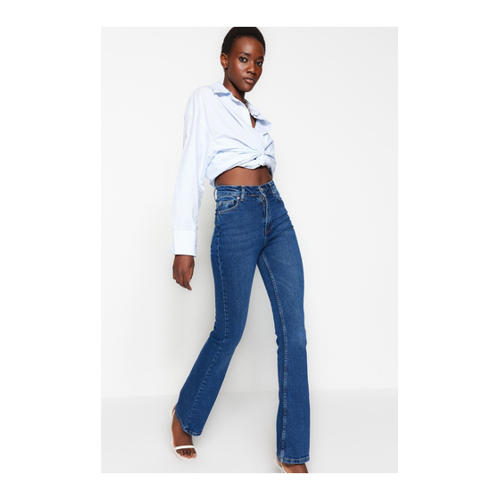 Bild von Trendyol Collection Dunkelblaue Mehr Haltbare Ausgestellte Jeans Mit Hoher Taille für Damen - 44