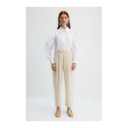 Bild von Trendyol Modest X Kevser Sarıoğlu Beige Gewebte Hose Mit Elastischem Bund für Damen - 40