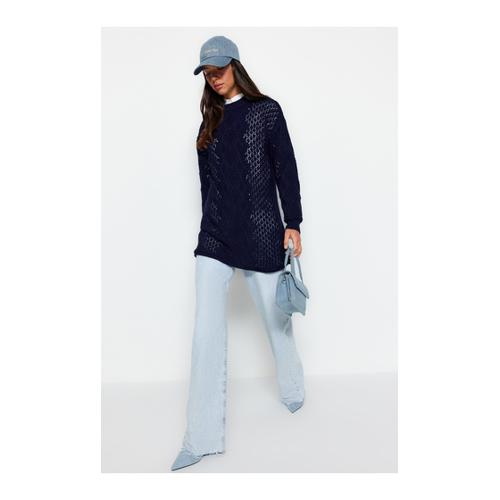 Bild von Trendyol Modest Marineblauer Durchbrochener Strickpullover für Damen - S