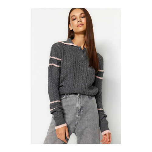 Bild von Trendyol Collection Grauer Strickpullover Mit Poolkragen für Damen - S